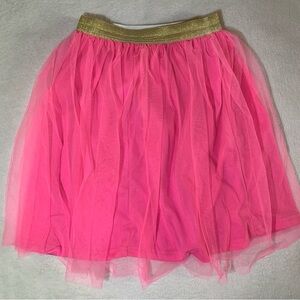 Elegant Pink Tulle Skirt with Gold Waistband